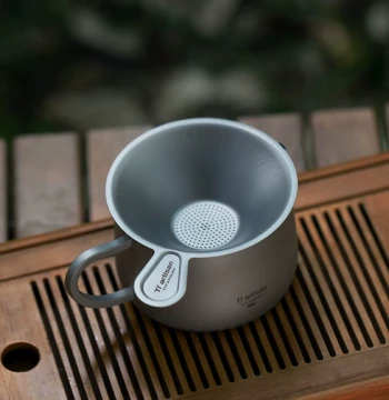 Pure Titanium Travel Tea Set with Fair Cup and Strainer for Outdoor Brewing