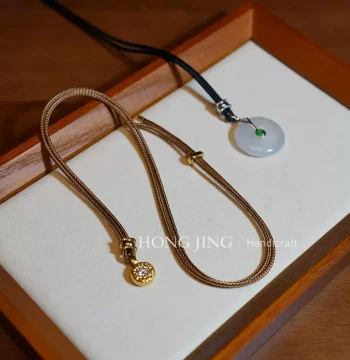 Hongjing Handmade 2.0 Jade and Gold Pendant Cord, Eight-Strand Necklace Rope for Men and Women