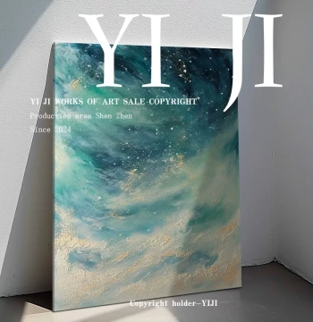 YJ.ART Original Hand-Painted 'Cloud Waves' Wabi-Sabi Style Living Room Entryway Manual Texture Abstract Art Decorative Oil Painting