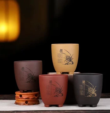 Factory Direct Sale Zisha Flower Pot Small Succulent Bonsai Pot Short Orchid Dedicated Pot Clearance Special Offer Green Plants Cloud Bamboo Acorus