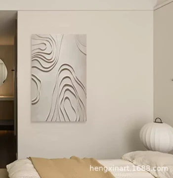 Pure Hand-Painted Oil Painting, Living Room Solid Color Abstract 3D Line Decorative Art, Entrance and Bedroom Light Luxury Textured Wall Hanging