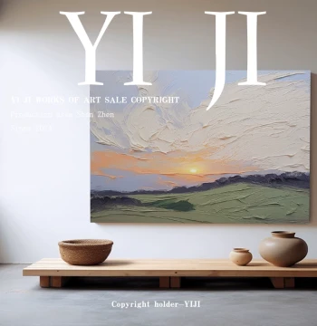 YJ.ART Original Hand-Painted 'Poetic Trails of the Distance' Modern Minimalist Formal Hall Decor, Niche Textured Oil Painting