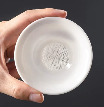 Tea Strainer and Filter: White Porcelain (Mutton Fat Jade Style) Tea Leaf Filter Mesh - Integrated Ceramic Fair Cup Tea Brewer and Tea Set Accessory