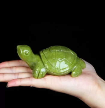 Natural Jade Carved Turtle Small Jade Turtle Cute Fish Tank Xiuyan Jade Longevity Turtle Ornament Living Room Decoration