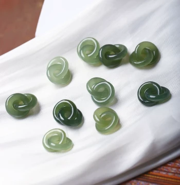 Natural Hetian Jade Qinghai Material Green Jade Ice Clear Water Interlocking Ring Pendant for Women - Jade Collarbone Accessory HN