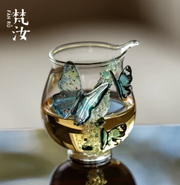 Fanru Spring Story Glass Fairness Cup, Original High-End Handcrafted Tea Server, Fresh Style Tea Sea for Kung Fu Tea Sets