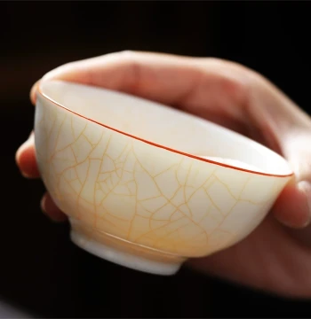 Master Cup Personal Ru Kiln Tea Bowl - Large Ceramic Mutton Fat Jade Tea Cup for Men and Women, Single Tasting Cup