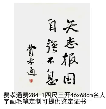 Hand-Copied Calligraphy by Fei Xiaotong, 46x68cm, Famous Artist Artwork for Collection, Custom Brush Calligraphy with Certificate Available