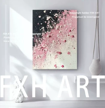 FXH. Hand-Painted Oil Painting 'Sea of Flowers', Abstract Premium Modern Style Bedroom Dining Room Background Wall Art Decor