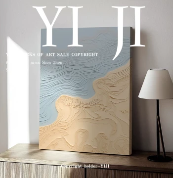 YJ.ART Original Hand-Painted 'Ripple Realm' - Wabi-Sabi Style High-End Artistic Manual Oil Painting for Living Room Sofa & Entryway