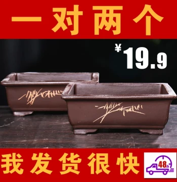 Purple Clay Rectangular Horse Trough Planter - Large Balcony Vegetable Pot, Rockery Bonsai Pot, Ceramic Tree Pot (Special Offer)