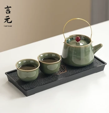 Tea Set for Home Personal Use, Single or Two-Person Brewing, Dormitory Hotel Gongfu Tea Lifting Pot Teacup Small Tea Table