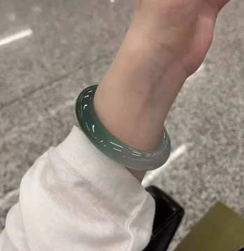 Yu Chang Qing Ice-Glutinous Species High-Ice Translucent Deep Oily Green Ban-Shan Jadeite Premium Bangle, Women's Genuine Jade Special Processing