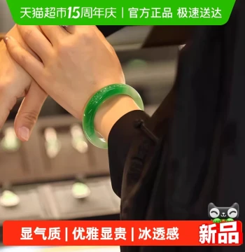 'Xiu Yue Ya Qing' Premium Burmese Imperial Green High-Ice Species Semi-Landscape Jade Bangle for Women, Treated Jade