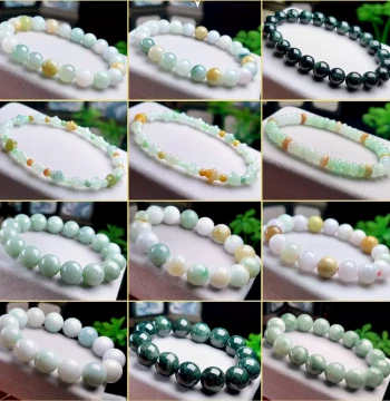 6-18MM Authentic Natural Grade A Jadeite Bracelet, Round Jade Bead Shoulian for Women, Colorful Jade Beads, Jade Bracelet for Men