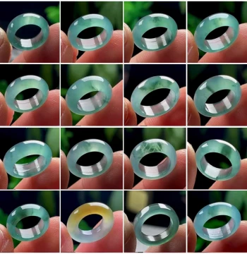 Jadeite Lu Lutong Transfer Bead Jade Pendant, Ice Species Blue Water Floating Green, Authentic Natural Type A Jade Round Ring with Large Hole