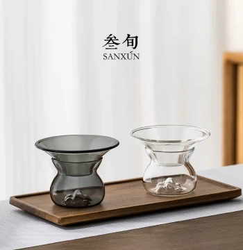 Sanxun Yuanshan Glass Tea Strainer and Infuser with Integrated Fairness Cup - All-in-One Brewing Tool for Loose Leaf Tea