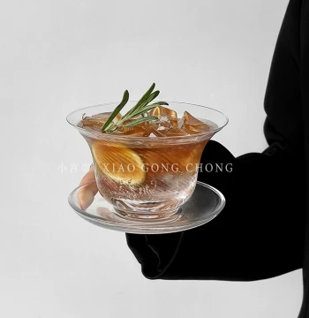 Kung Fu Tea Series Chinese Style Cocktail Glass Teacup Glass Cup Retro Coffee Cup Saucer Classical Ice Ball Cup