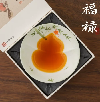 Hongzhu Hand-Painted Green Bamboo Fu Lu Cup, Ceramic Personal Master Cup, High-End Chinese Gourd-Shaped Tea Tasting Cup
