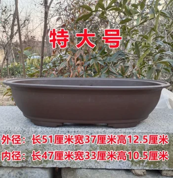 Extra-Large Oval Resin Flower Pot - Thickened for Balcony Planters and Bonsai - Imitation Purple Clay - Drop-Resistant and Sun-Proof with Free Shipping