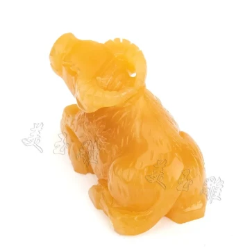 Natural Jade Ox Ornament, Large Zodiac Water Buffalo for Wealth Attraction, Home and Office Decoration, Yellow Jade Reclining Ox, Hand-Carved