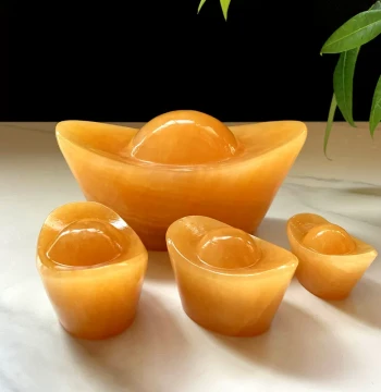 Natural Jade Yuanbao (Ingot) Ornament for Wealth Attraction – Large Hand-Carved Mi-Huang Jade Raw Stone for Living Room, Office, or Store Opening Gifts