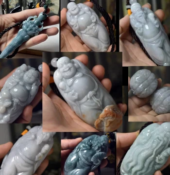 Factory Direct Sale Jadeite Grade A Jade Buddha, Zhong Kui, Shou Xing, Pixiu, Dragon Turtle, and God of Wealth Handheld Pieces with Certificate