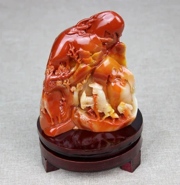 Imitation Shoushan Stone Carved Furong Stone Treading Snow Seeking Plum Blossoms Ornament Jade Raw Stone Home Decor Ornament Strange Stone Appreciation Stone