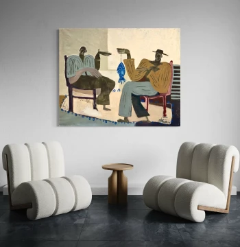 Vintage Abstract Figure Pure Hand-Painted Oil Painting, Vertical Entryway Decor, Sofa Background Wall, Bedroom Bedside Hanging Art