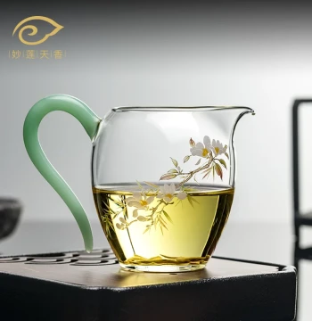Miaolian Tianxiang High Borosilicate Glass Fairness Cup - Single Tea Sea Divider - Chinese Style Premium Household Tea Set with Tea Strainer