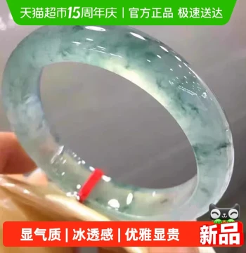 'Qing Meng Ning Yun' Myanmar Premium Ice-Grade Floating Flower Jade Bangle, Genuine Jade Women's Bracelet, Special Processing