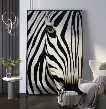 Dafen Village Hand-Painted Oil Painting Abstract Zebra Living Room Decor Light Luxury Minimalist Hallway Corridor Entryway Hanging Art