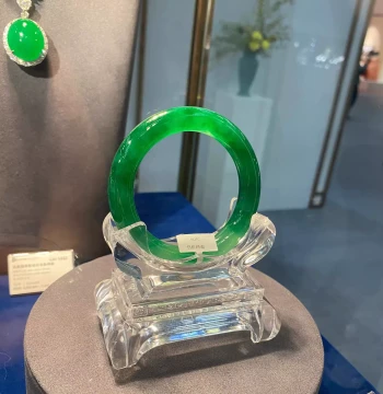 Zuixiangwu 'Emperor Worry Series' Myanmar Ice-Transparent Jadeite Bangle, Full Green Imperial Green Genuine Jade Authentic Processing