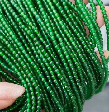 3m Natural Grade A Full Green Millet Bead Jadeite Necklace - Round Bead Chain, Old Pit Ice-Glazed Type Yang Green Jade Sweater Chain