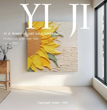 YJ.ART Original Hand-Painted 'Xiang Xi' Wabi-Sabi Style Abstract Art Canvas for Dining Room or Bedroom Decor