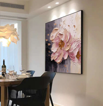 Dafen Village Hand-Painted Oil Painting, Abstract Floral Thick Oil Texture, Living Room Sofa Decor, Bedroom Square Dining Room Wall Hanging