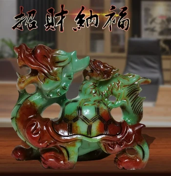 Natural Xiuyan Jade Carved Dragon Head Turtle Ornament, Wealth-Attracting and Home-Protecting Desktop Living Room Company Office Opening Lucky Charm
