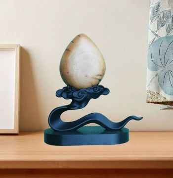 Zen Stone Ornament with Auspicious Cloud Pattern Base, Universal Stand for Taihu Stones, Gobis, and Art Rocks