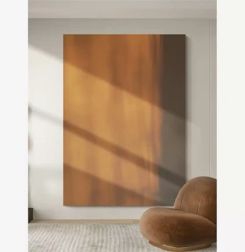 Light and Shadow Art Italian Minimalist Pure Hand-Painted Oil Painting. Modern Living Room Wabi-Sabi Style Decorative Painting for Sofa Wall and Entryway