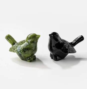 Cross-Border Natural Crystal Raw Stone Bird Ornament, Obsidian Jade Bird Carving for Desktop Display and Fish Tank Decoration