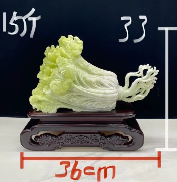Xiuyan Jade Cabbage Ornament - Multiple Styles Available Starting at $298; Natural One-Piece Hand-Carved Entryway Decor Direct from Manufacturer