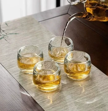 [6-Pack] Glass Cup for Home Brewing, Master Cup, Two-Liang Small Wine Cup, Transparent Water Cup, Thickened Kung Fu Tea Cup