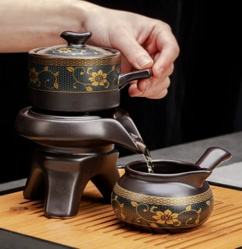 Lazy Person's Graphite Automatic Tea Set, Home Rotating Brewing Teapot, Chinese Tea Drinking Gadget, Complete Kung Fu Tea Cup Set