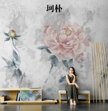 Kepu American Retro Floral Wall Cloth: Hand-Painted Oil Painting Murals, French Art Living Room 3D Background, In Stock