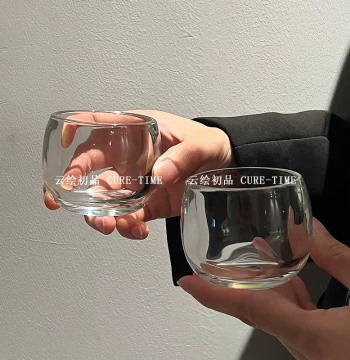Personal Exclusive Single Transparent Glass Tea Bowl - Thumb Ring Cup, High-End Master Cup for Men, Premium Kung Fu Tea Set