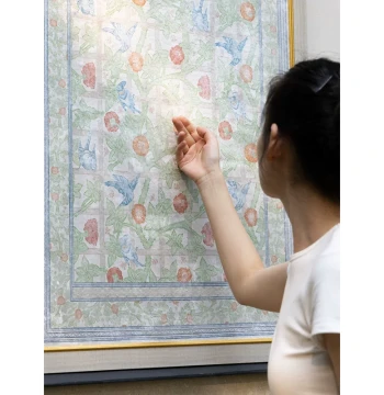 Ruonai Gallery Tapestry Art 'Spring Swallows and Begonias' Glossy Water-Soluble Hand-Painted Flower Window Painting Living Room Art