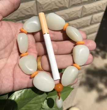 Natural Jade: Xinjiang Hetian White Jade Seed Material Raw Stone Bracelet for Men and Women, Includes Certificate
