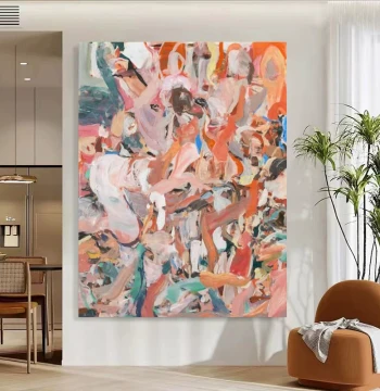 Graffiti Hand-Painted Oil Painting, Modern Minimalist Floor Standing Decor for Living Room, Wabi-Sabi Abstract Textured Art Wall Hanging for Entryway