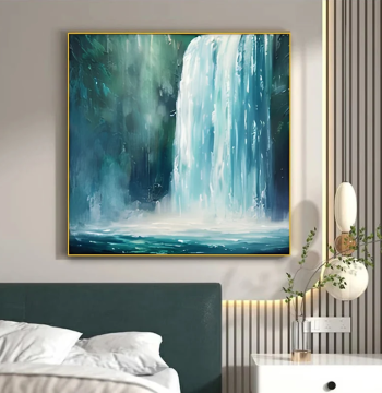 Dafen Village Pure Hand-Painted Oil Painting Nordic Abstract Waterfall Living Room Decor Square Restaurant Office Study Wall Art