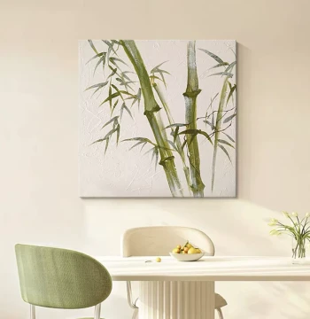 Bamboo Reporting Peace Hand-Painted Oil Painting New Chinese Style Living Room Sofa Textured Decorative Art Bamboo Corridor Entryway Bedroom Wall Art